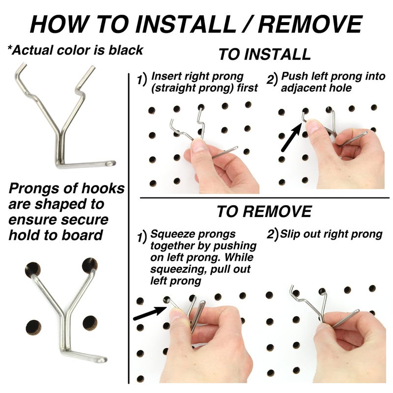 Right Arrange Steel Pegboard Hooks 50-Pack 2" + 4â€ L Hook, Black - Will Not Fall Out, Fits Any Peg Board - Organize Tools, Accessories, Workbench, Garage Storage, Kitchen, Crafts, Jewelry, Retail - Image 4